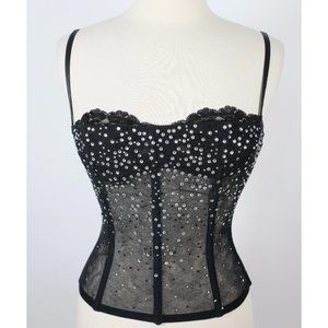 Dolce&Gabbana 40 US 2 - 4 corset bustier top boned crystal embellished black